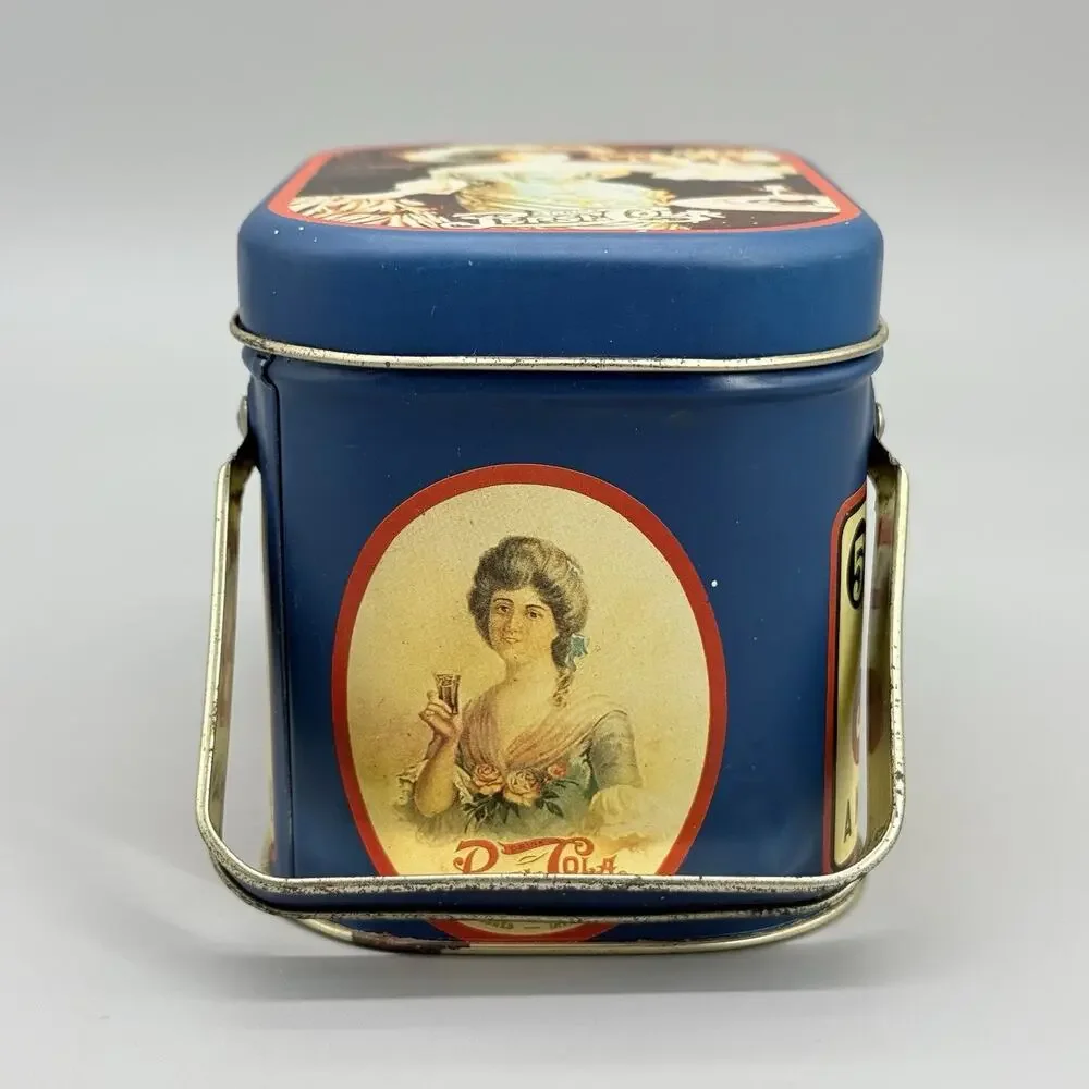 Vintage 1988 Tin Pepsi Advertisement Box W/ Handles & Lid Patina Collectible